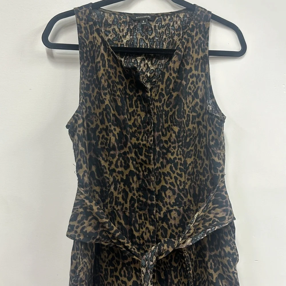 Banana Republic linen blend leopard print jumpsuit 8